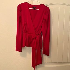 Red silk blouse from Express